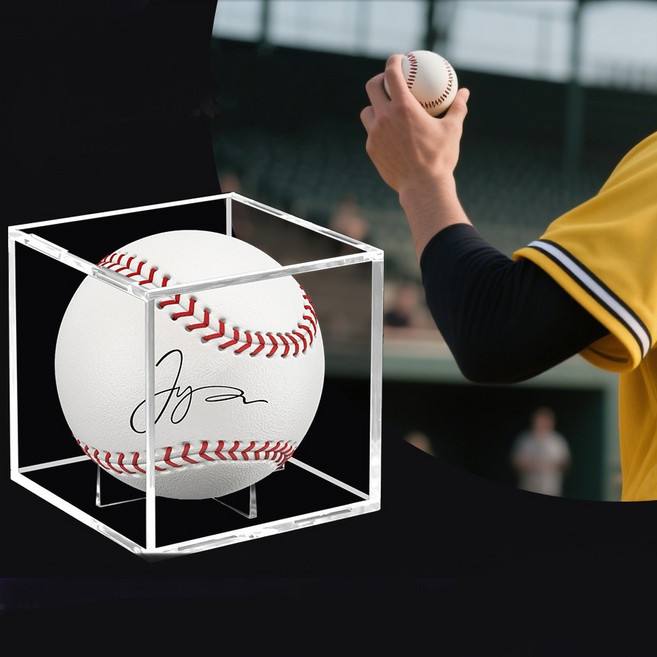 아크릴 야구공 케이스 고급 사인볼 보관함 전시용 큐브 박스, 1개, 투명