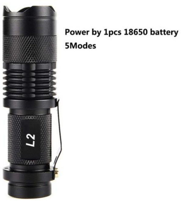 휴대용 미니 Q5T6L2 알루미늄 LED 손전등 방수 35 모드 줌 가능 토치 전술 조명 18650 및 AA 14500 8000LM, L2 High Bright, Single flashlight, 1개