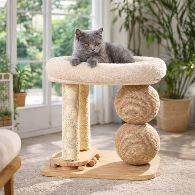 위너랙 고양이 미니 소형 캣타워 숨숨집 스크래쳐 소형 원목 장난감 국내배송, 1개, 올인원