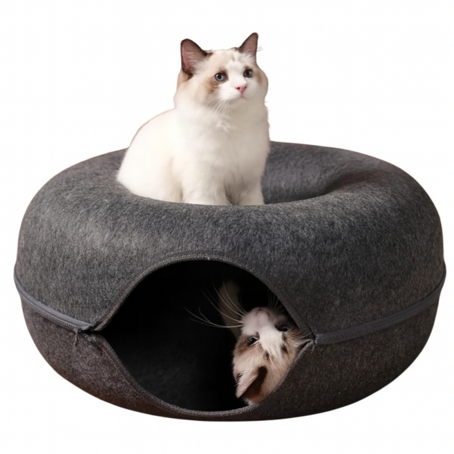 루킨펫 고양이 캣동굴 터널형 숨숨집, 1개, 차콜그레이