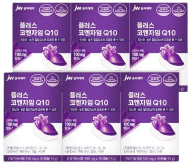 JW중외제약 플러스 코엔자임Q10, 30정, 6개