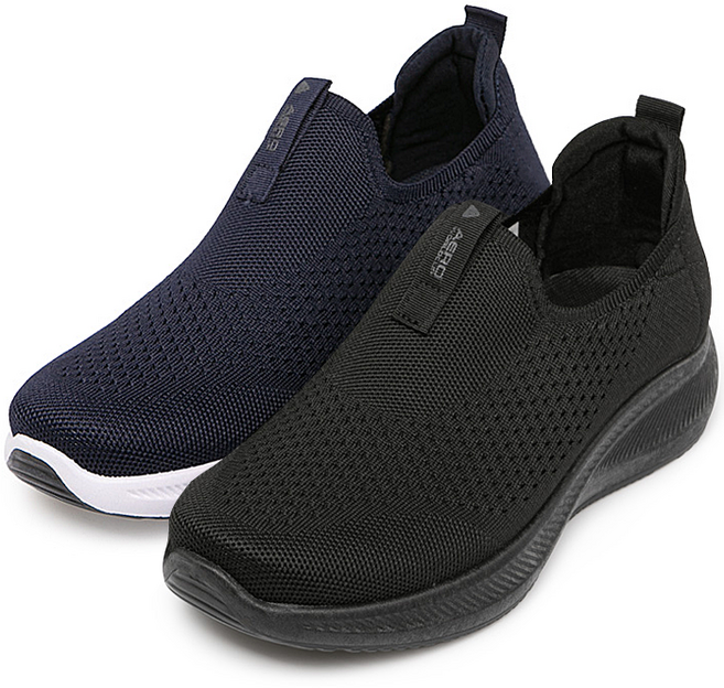 신기 편한 끈 없는 남성 니트 슬립온 운동화