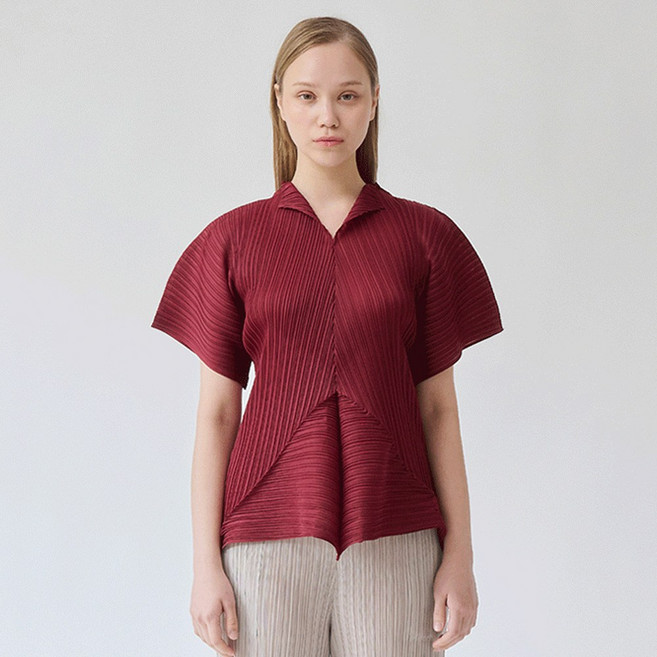 [피네플리츠] 차이나 브이넥 블라우스 (4 Color)