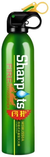 Sharpots 水基型車用滅火器 小型家用車載滅火器 600g大容量 綠色, 1個
