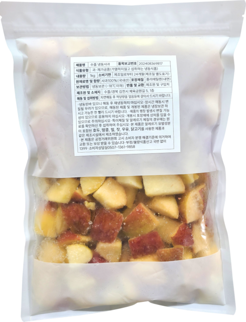 국내산 냉동 사과 100%, 1개, 1kg