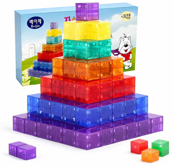 베이제 투명 자석블록 유아교구 장난감 100피스 TM3, 1세트