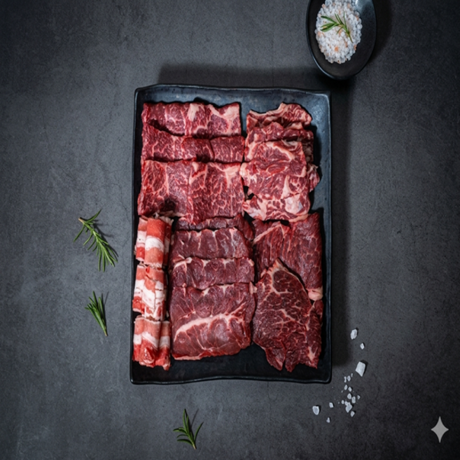 육즙폭팔 프리미엄 특수부위 3종 소고기 세트 1키로 소한마리세트 살치살 갈비살 우삼겹 총, 1세트, 1kg