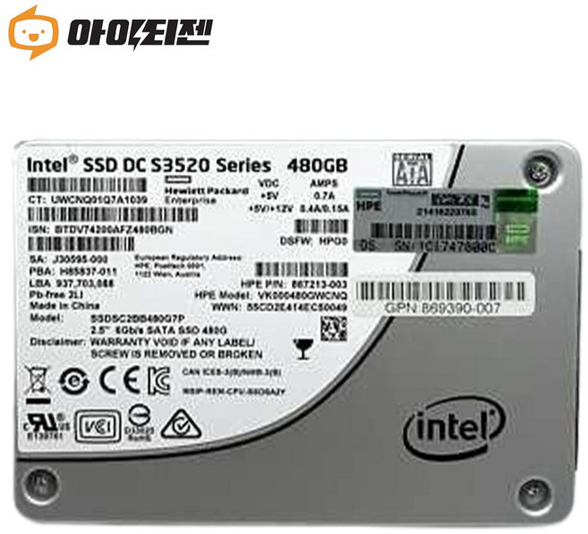 SSD 500GB 480GB 2.5인치 노트북 하드디스크 SATA 내장 인텔 DC S3520