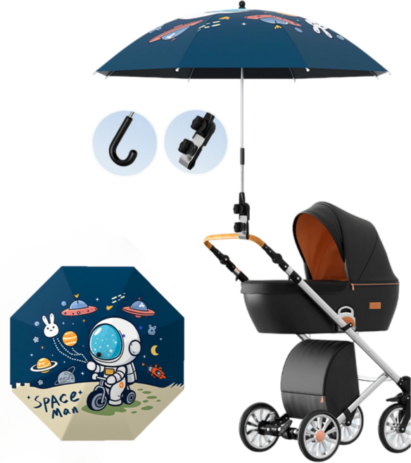 유모차 우산 360도 조절 가능 강아지 양산 햇빛가리개, 1개, 우주비행사