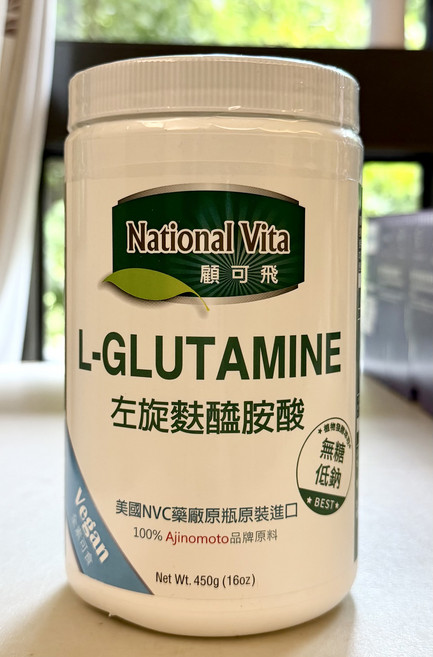 National Vita 顧可飛 左旋麩醯胺酸 (L-Glutamine) 純素 無糖 低鈉 美國進口 Ajinomoto 原料, 450公克 (16 oz), 1個