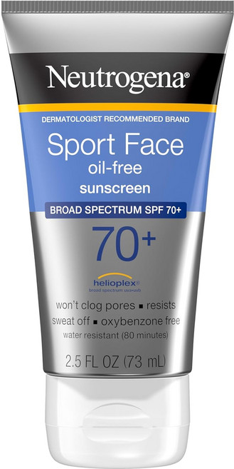 뉴트로지나 스포츠 페이스 선스크린 SPF 70+ 오일 프리 방수 피부 회복 영양 보충, 1개, 73ml