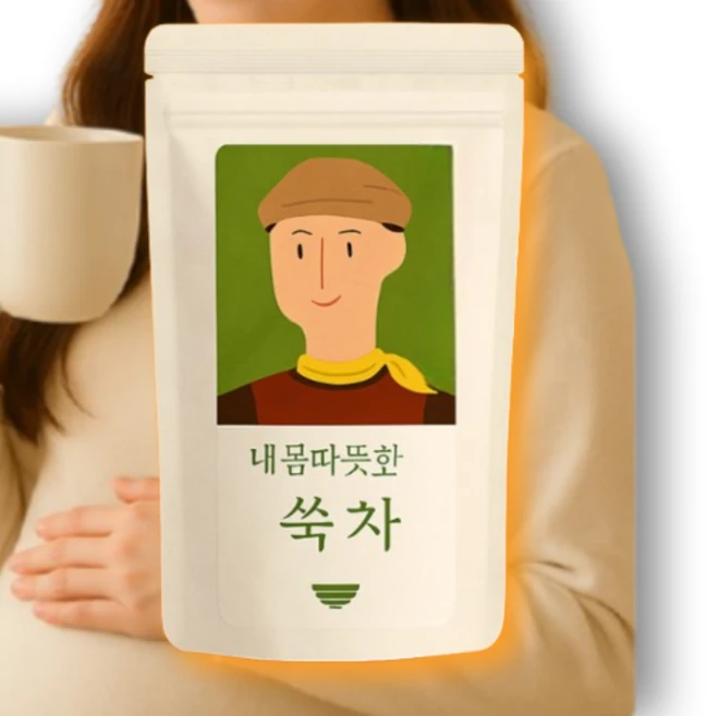 따뜻한 유기농 수제 따쑥차 무카페인 인공첨가물 없는 임신 착상 준비 임산부 선물, 1개, 1개입, 30g - 쿠팡