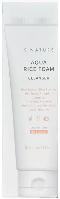 에스네이처 아쿠아 라이스 약산성 클렌징폼, 160ml, 1개