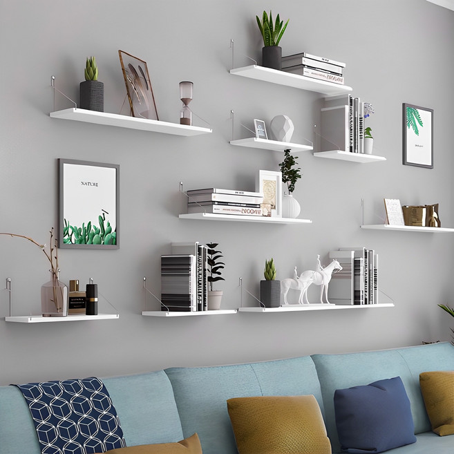 무타공마켓 못없이 인테리어 벽선반 설치 세트, 화이트