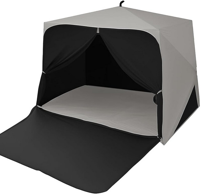 Pasinaz 블랙 코팅 원터치 텐트 우산형 쿨링 차광 프리미엄 와이드 팝업 텐트 풀클로즈 메쉬 간편 설치 L 사이즈 폭 200cm 높이 125cm, 1개, 그레이지