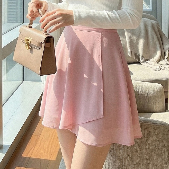 글램디브 세이룸 미니스커트 뒷밴딩 A라인 쉬폰 AA0335