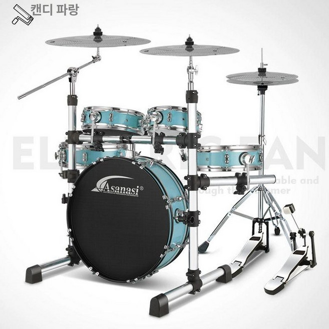 저소음 드럼 세트 초보자 BF301 연습, 1개, 캔디 블루 5드럼 3심벌