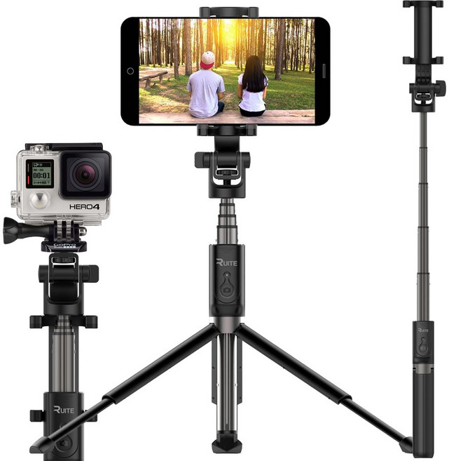 루이트 5세대 액션캠장착 블루투스 삼각대 셀카봉 91cm 블랙, (셀카봉)645B PLUS, 1개