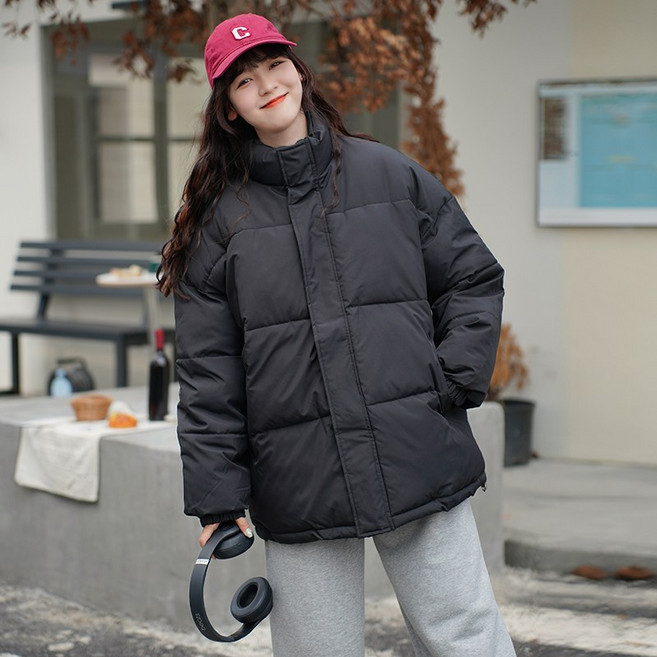 여성 베이직 패딩 솔리드 컬러 겨울 루즈핏 코트
