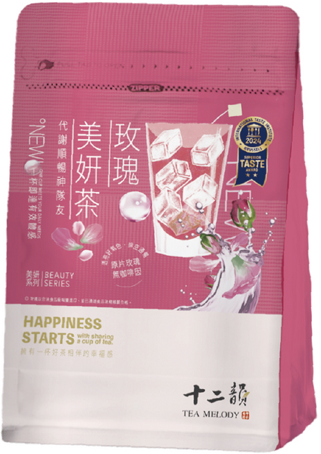 十二韻 TEA MELODY 玫瑰美妍茶包 12入獨立包裝 無咖啡因 天然草本配方 養顏美容, 3.5g, 1套, 12個裝
