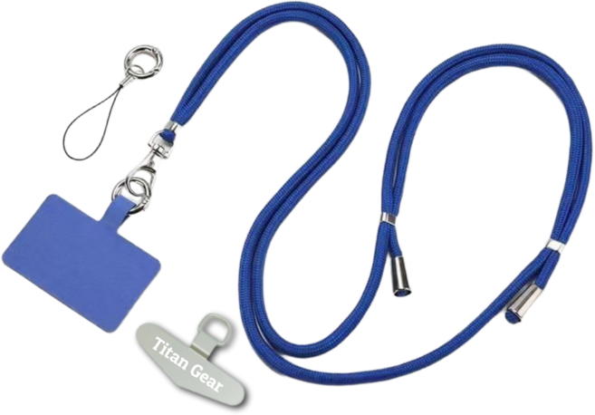 타이탄기어 튼튼한 휴대폰 태그홀더 + 메탈홀더 + 목걸이줄 스트랩 세트, 1개, 로얄블루