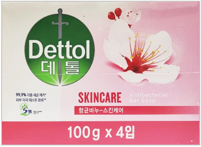 데톨 스킨케어 향균비누, 100g, 4개입
