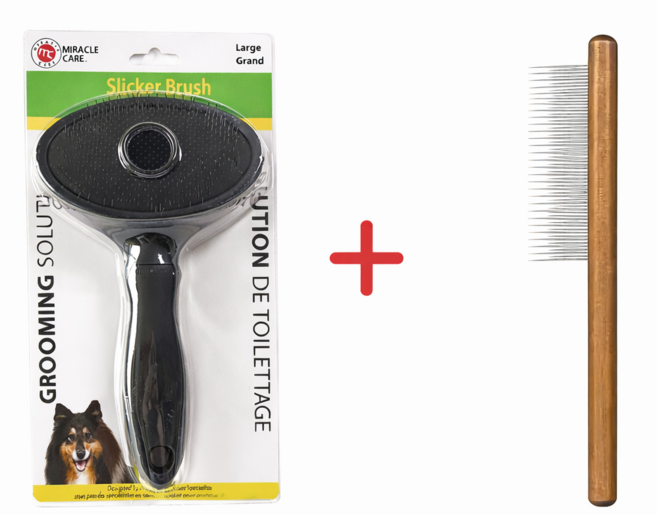 미라클 슬리커 브러쉬(라지)+우드 콤 세트, 미라클 라지+콤, 1개