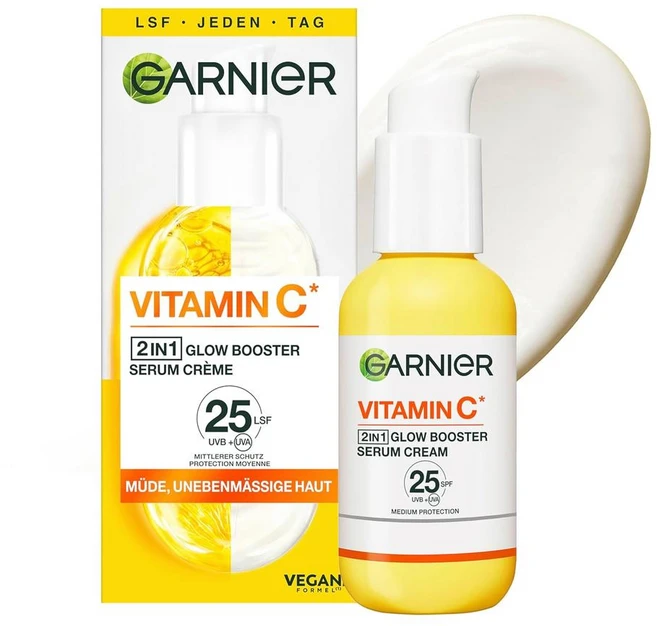 Garnier 가르니에 스킨 액티브 비타민 C 2-in-1 세럼 크림, 2개, 50ml - 쿠팡