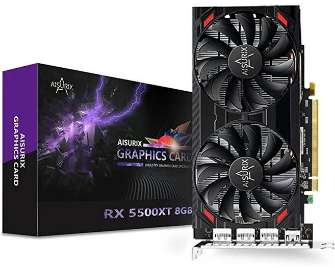 AISURIX Radeon RX 5500 XT 8GB GDDR6 오버클럭 그래픽 카드, RX 5500XT 8gb