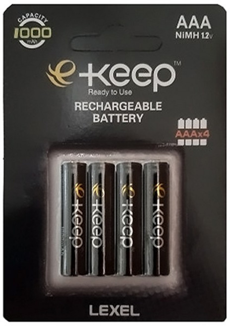 EKeep AAA 고용량 충전지 1000mAh, 4개입, 1개