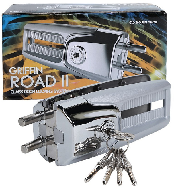 (락이록이)그리핀2로드 (외문) /그리핀3로드 (양문) 유리문잠금장치 유리문열쇠 강화유리문잠금장치 유리문보조키, 그리핀2로드 (외문), 고객직접설치
