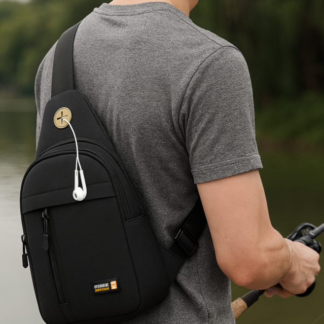 꾸베꾸베 데일리 올인원 방수 아웃도어 크로스백 18*30, 블랙