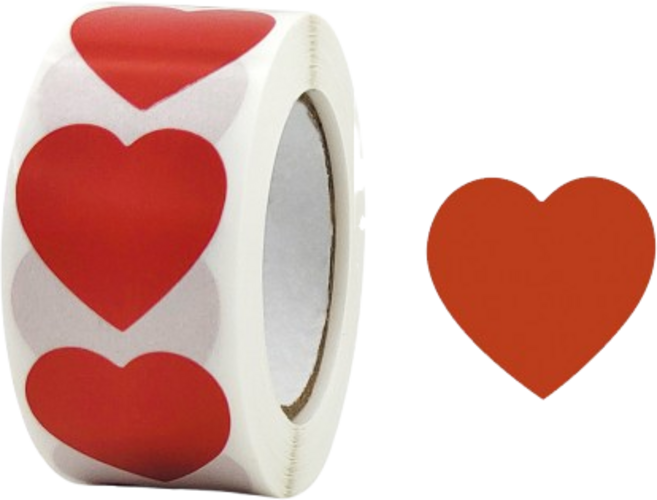어푸 원형 롤 데코 하트스티커 500p, 레드, 1개