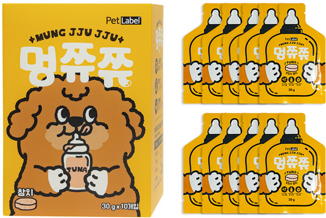 펫라벨 멍쮸쮸 짜먹는 강아지 간식 참치 10개입 (30gx10p), 10개, 30g