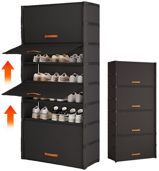 ZOZOFO 신발장 신발정리대 9단 다용도 수납 선반 현관신발장 신발수납장 140cm, [9단-높이140cm]-블랙, 1개