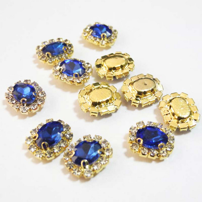 잇템샵 네일파츠 브로치 네일재료 팔각 블루 1개입, 팔각블루9mm x 10mm, 1개