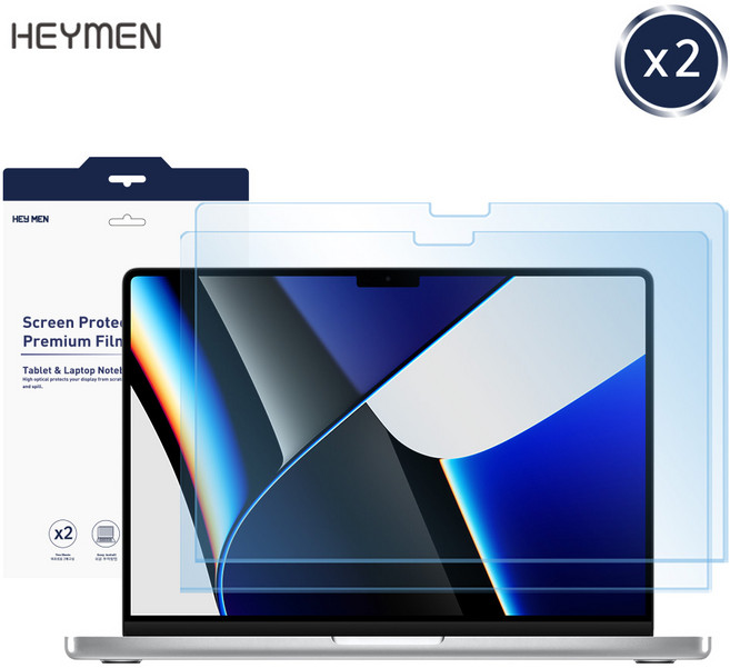 헤이맨 뉴 맥북에어 M1 13인치 2020년형 블루라이트 차단 스크린 액정 보호필름, 2개