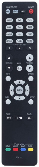 원격 제어 RC-1183 Denon AV 수신기 AVR-X2000 AVRX2000 AVR-E400 대체, 검은색, 한개옵션1