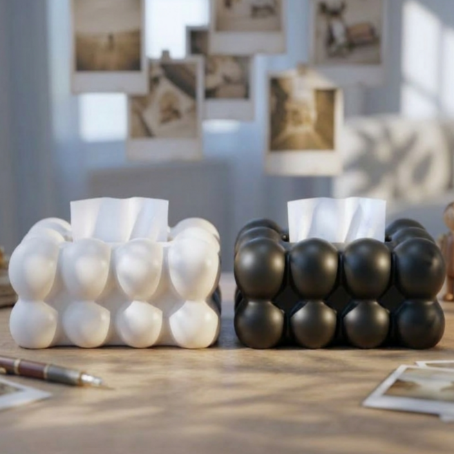 울창울창 티슈 케이스 사각 휴지 커버, 화이트, 1개