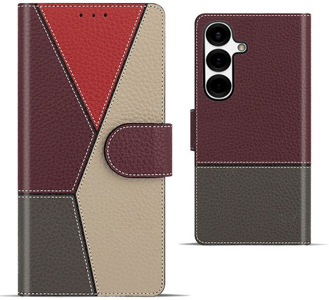 갤럭시 S25 시리즈 S25 - S25플러스 - S25울트라 - S25엣지 - S25Fe - 큐비크 천연소가죽 패턴 다이어리 카드수납 3장 지폐수납 핸드폰케이스