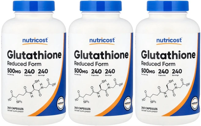 Nutricost 뉴트리코스트 글루타치온 L Glutathione 500mg 240캡슐, 240정, 3개 - 쿠팡