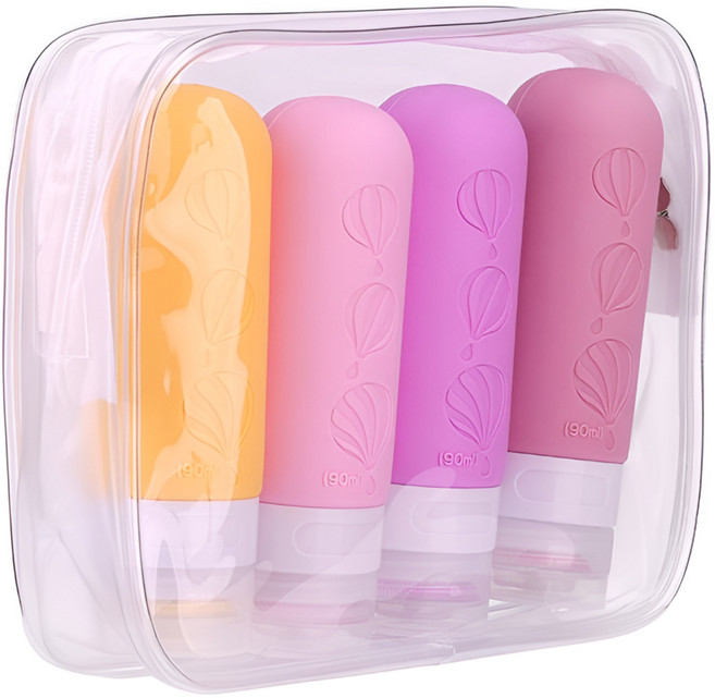 그로우세일 여행용 공병 용기 지퍼백 파우치, 1세트, 혼합 색상