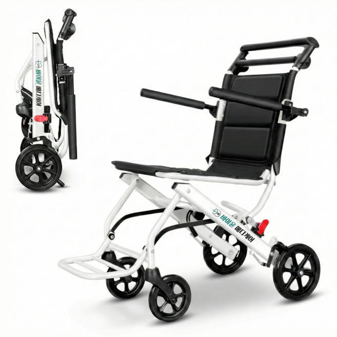 바이윤 메디케어 경량 휠체어 여행용 휴대용 가정용 접이식 소형 노인유모차 6.8kg, 1. 경량형 (6.8kg), 1개, 경량형 6.8kg