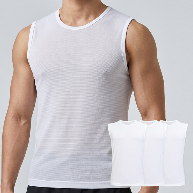 제임스딘 남성 기능성 에어로쿨 민소매 머슬런닝 나시 3P