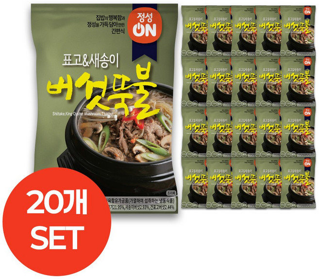 초원식품 정성온 버섯 뚝불고기 냉동, 20개, 410g