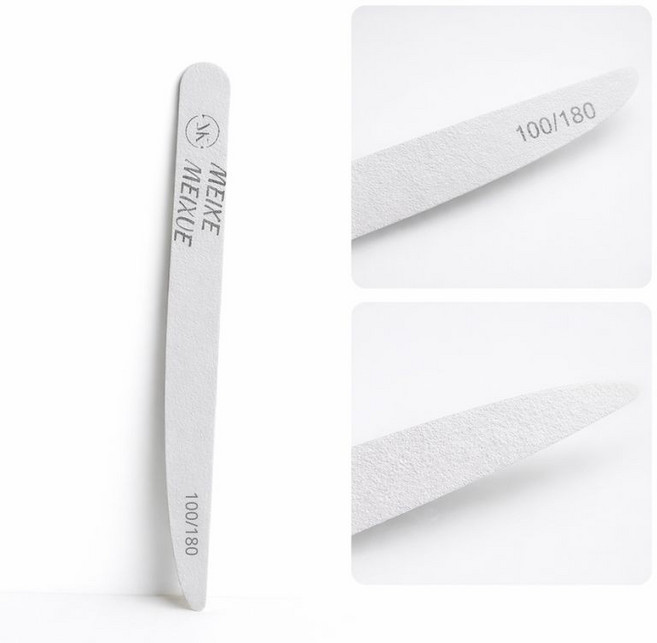 MEIKE 媚克美學 指甲搓條 100/180 砂礫度 專業美甲工具, 1個, 斜刀, 白色