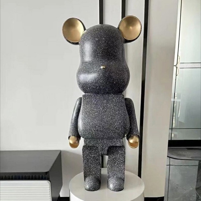 Nurom 베어브릭 피규어 특이한 저금통 곰돌이 피규어 인테리어 집들이 개업 선물, 스크럽 그레이