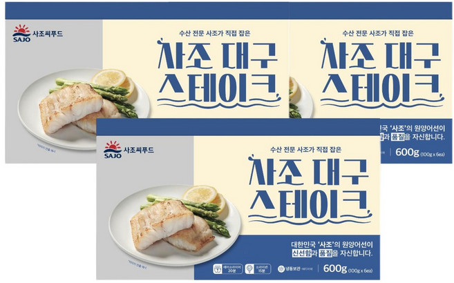 사조씨푸드 순살 대구스테이크, 3개, 600g