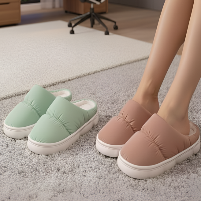 해피조슈아 패딩 양모 방한 털 슬리퍼