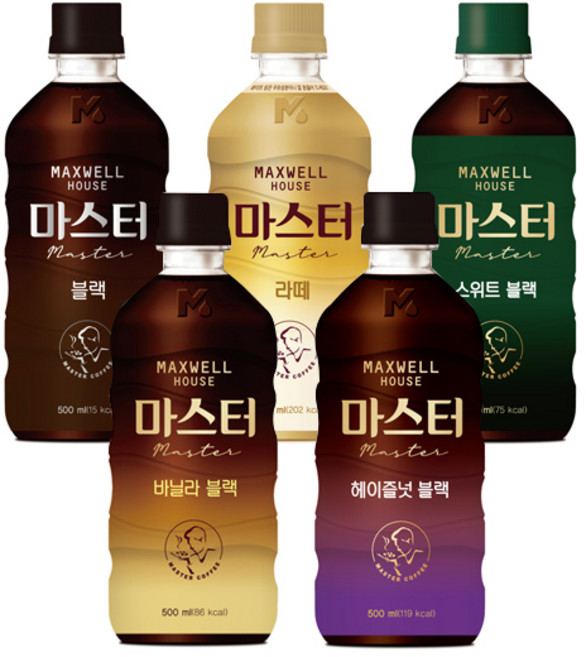 맥스웰하우스 마스터 500ml 5종 골라담기 (블랙/라떼/바닐라/스위트/헤이즐넛), 1개